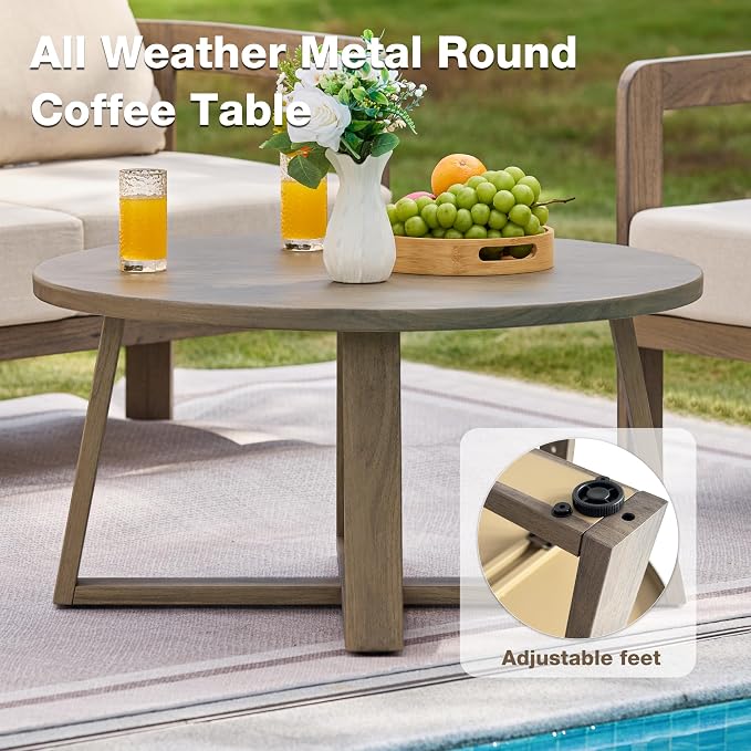Outdoor Patio Furniture Set, 5 Pieces Modern Metal Patio Conversation Set with 6" Thick Cushions, Outdoor Lounge Sofa 350lbs for Backyard Porch Balcony, Grey