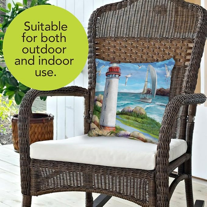 Briarwood Lane Summer Indoor/Outdoor Pillow 17x17 Coastal Lighthouse for Summer Pillow