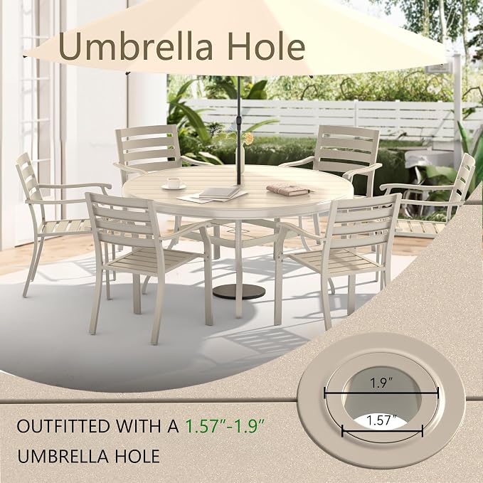 LUMISOL 5-Piece Outdoor Patio Dining Set, 4 Stackable Metal Dining Chairs and 40.6" Round Metal Dining Table, Outdoor Table and Chairs for Lawn Garden Backyard, Sandstone