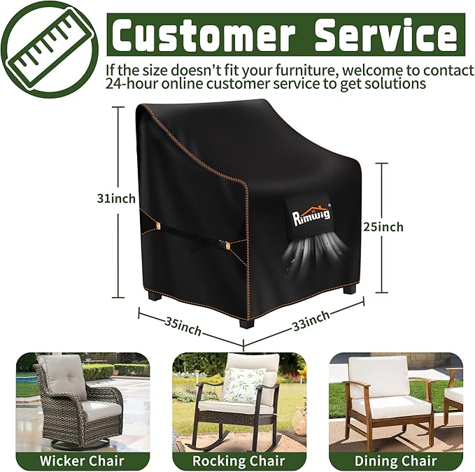 Patio Chair Covers Waterproof 2-Pack Wicker Swivel Chair Covers All-Weather Windproof & UV Protection Outdoor Furniture Covers Keep Your Chairs Like New 33x35x26x31inch