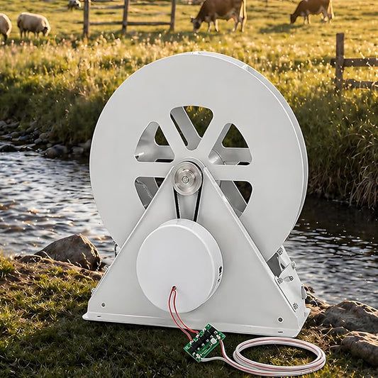 Water Wheel Generator,Quiet Working,50w/100w Low-Speed Hydro Generator,Steel Construction,for Fish Ponds, Rockeries & Outdoor Decoration 100W