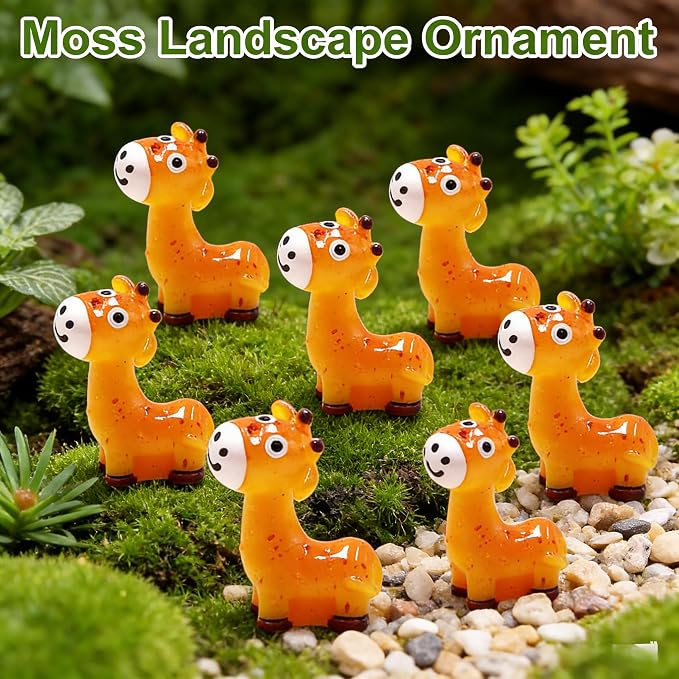 Mini Giraffe Figurines for Fairy Garden - 50 Pack Yellow Resin Animals for Terrarium Decorations, DIY Miniature Landscape & Dollhouse Accessories