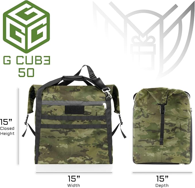 Xtreme Sight Line ~ AQUA G CUBƎ 50 Waterproof Faraday Bag for Small to Medium Generators and Electronics ~ Protects Against EMP/CME/EMF/RF ~ Diamond Form Farday Lined Interior ~ Multicam Camo