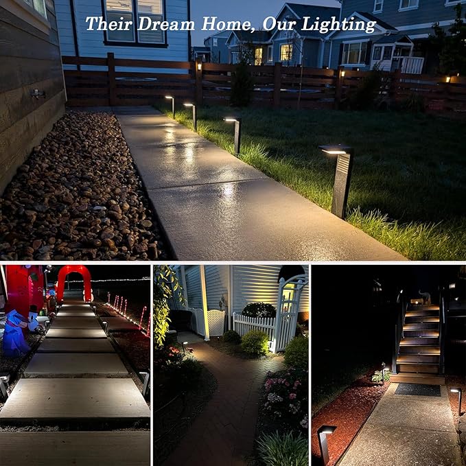 JOFIOS Solar Pathway Lights 8 Pack with Warm White and Cool White Mode, Modern Solar Path Lights Outdoor Waterproof, Perfect Solar Lights for Backyard, Lawn, Driveway, Walkway, Garden Decorative.