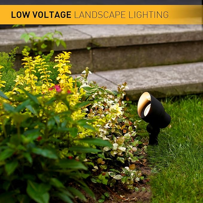 GOLDEN STAR 3W Spot Lights Outdoor LED Lighting Low Voltage Landscape Lights 200Lumen 3000K Warm White Spotlights with Metal Stake & Connector for Lawn Decorative Yard Tree Garden 8401-2604-G08