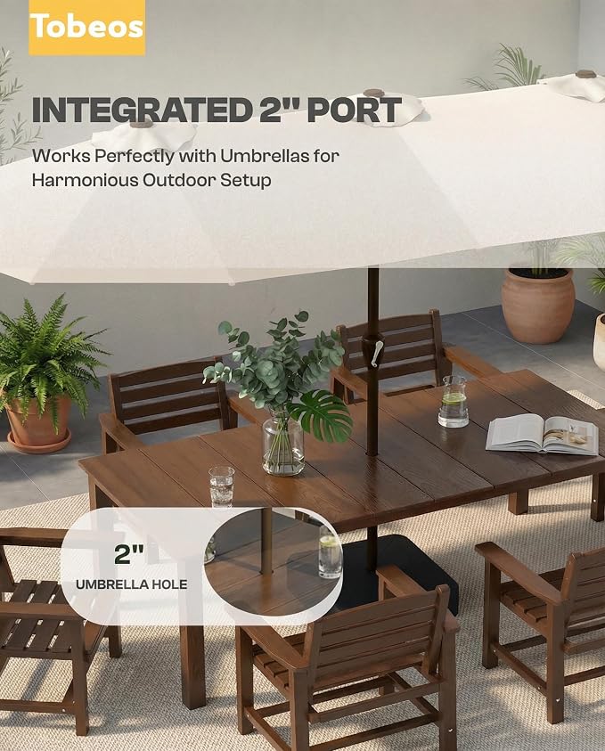 5-Piece Outdoor Dining Set, 10x10FT Cantilever Umbrella for 4,Brown | HDPE table, chairs included, aluminum frame, weather-resistant furniture, perfect for yard, lawn, garden, deck
