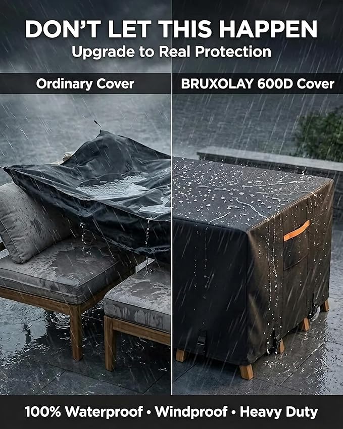 Outdoor Patio Furniture Cover Square, Heavy Duty 600D Waterproof Cover for Table & Chair Set or Sofa Set Covers, Windproof,UV Resistant, All-Season for Backyard,Deck,Garden,54" L x 54" W x 28" H,Black