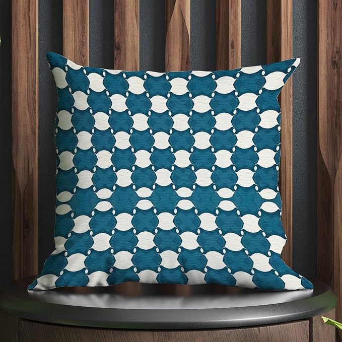 Pillowcase Blue Geometric Throw Pillow Covers Abstract Blue and White Trellis Pillow Cover Accent Decorative Cushion Cases Home Decor for Patio Furniture Garden 24x24 in