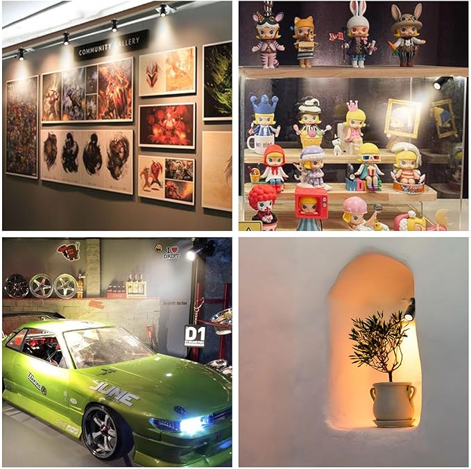 Taysing LED Spot Light Indoor Little Mini Spotlight Accent Lights for Display, Paintings, Pictures, Plants, Jewelry, Shelves, Cabinets, Posters, Showcase(Cold White-2 Pack Push Switch)