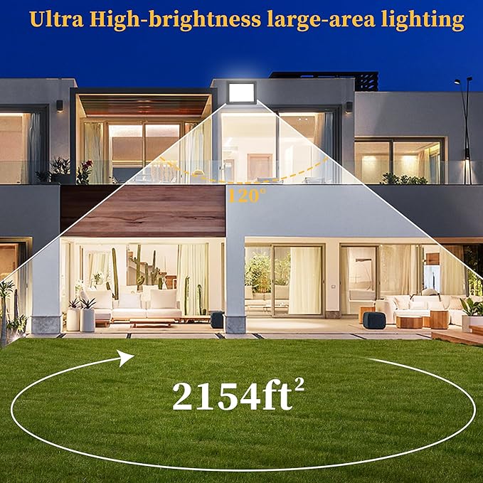 2 Pack 150W LED Flood Light,15000 LM Super Bright Outdoor Lights,IP66 Waterproof Outdoor Flood Light,6000K Daylight White Floodlights for Garage,Yard,Garden,Patio