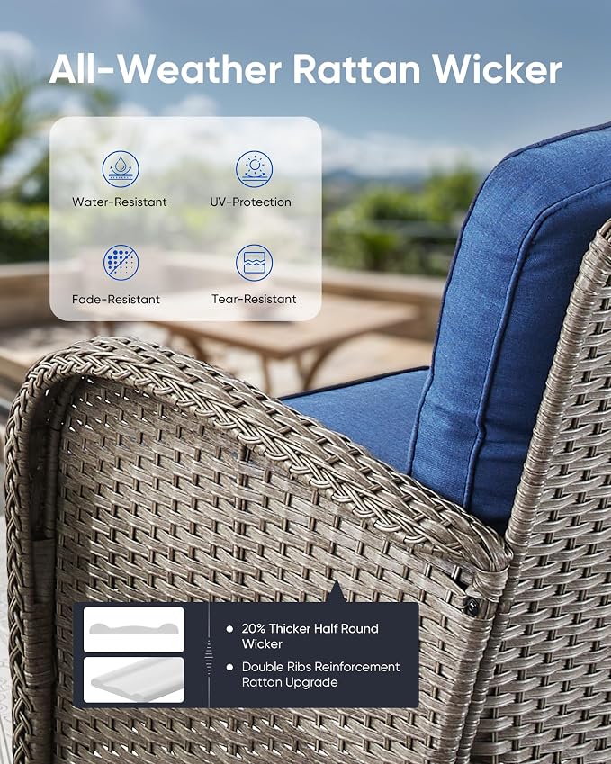 3 Pieces Patio Bistro Set Outdoor Swivel Rocker Patio Chairs with Side Table Patio Furniture for Deck Porch Garden Balcony Poolside