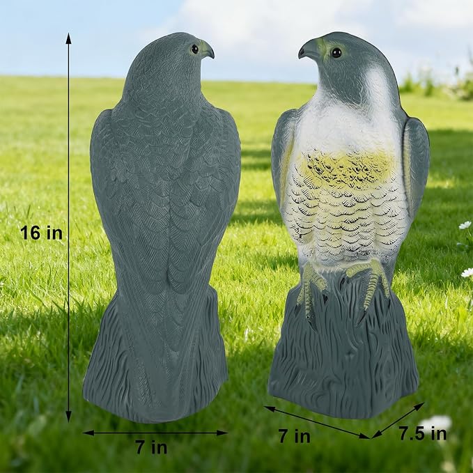 Hausse Scarecrow Eagle Fake Hawk Decoy Statue Scare Birds Away, Plastic Deterrents, Garden Protectors Bird Repellent, Nature Enemy Bird Repellent for Outdoor Garden Yard