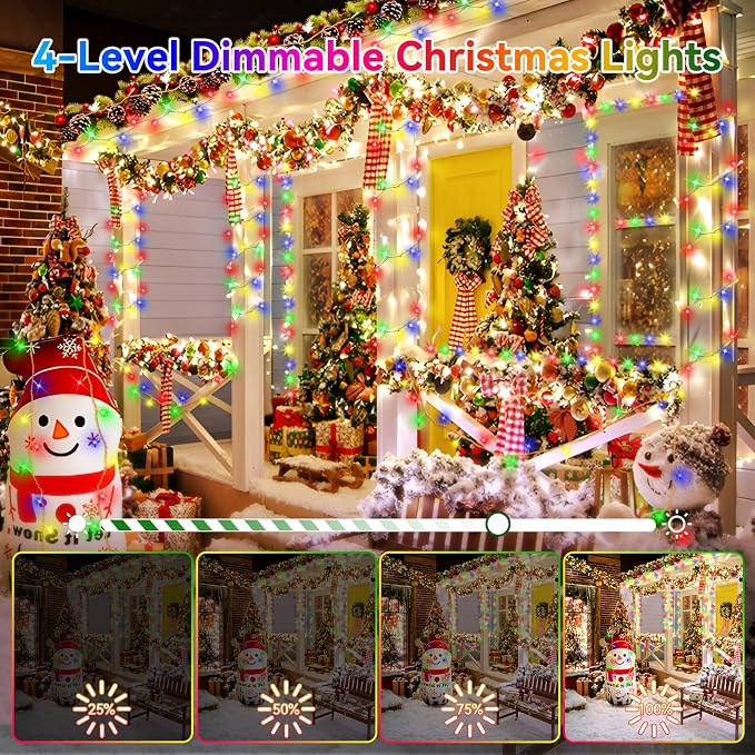 Christmas Lights Outdoor, 403FT 1000 LED String Lights 8 Modes and Timer Memory Function Twinkle Fairy Lights IP44 Waterproof Plug in for Xmas Tree Wedding Party Holiday Decor(Multicolor)