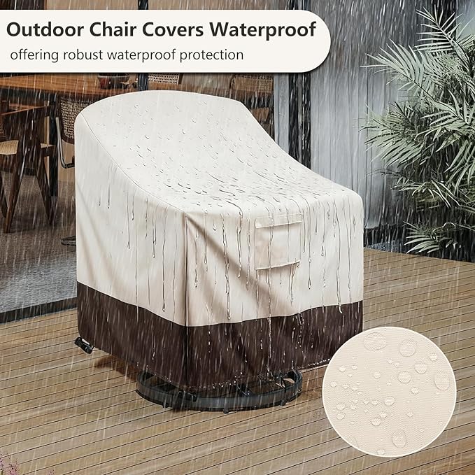 Patio Chair Covers Waterproof Swivel Outdoor Chair Cover, 30W x 34D x 36H Inches Patio Furniture Covers 4 Pack (Beige)
