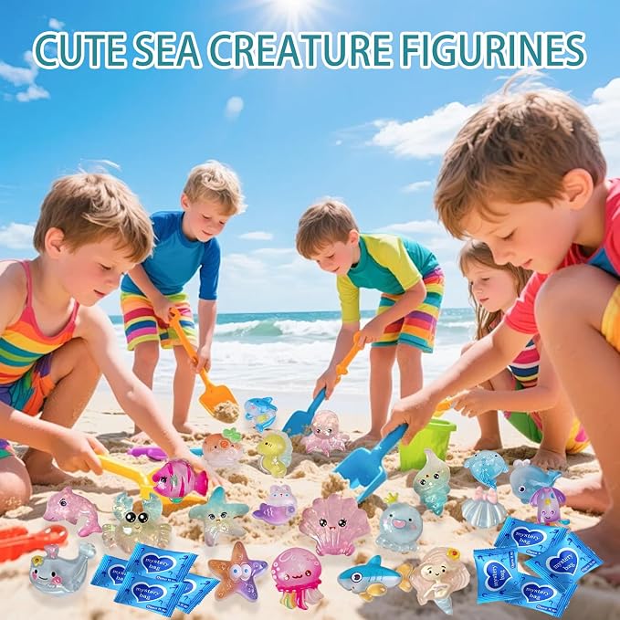 Mini Glow In The Dark Animal Resin Models, Resin Animals Mystery Bags, Individually Wrapped Blind Bags Tiny Animal Figurines, Collectible Mini Animals For Fairy Garden, DIY Crafts (200, Ocean)