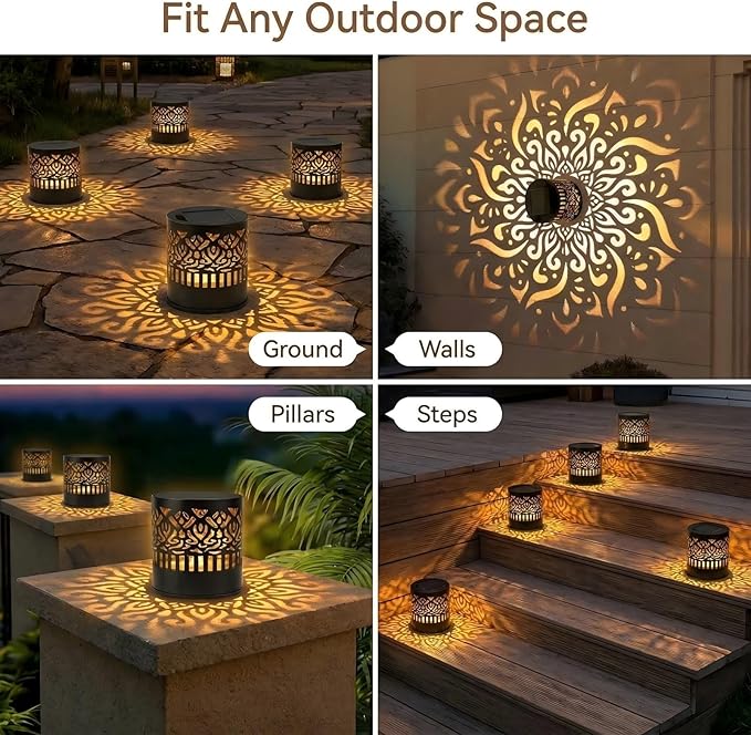 Decorative Solar Mandala Lights, Outdoor Solar Mandala Lights, Waterproof Easy Installation Metal Plastic Lightweight Garden Patio Fence Lights (4)