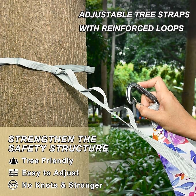 Camping Hammock Outdoor Hammocks for Outside Botanic Watercolor Beach Trees Portable Lightweight with Pockets Tree Straps Indoor