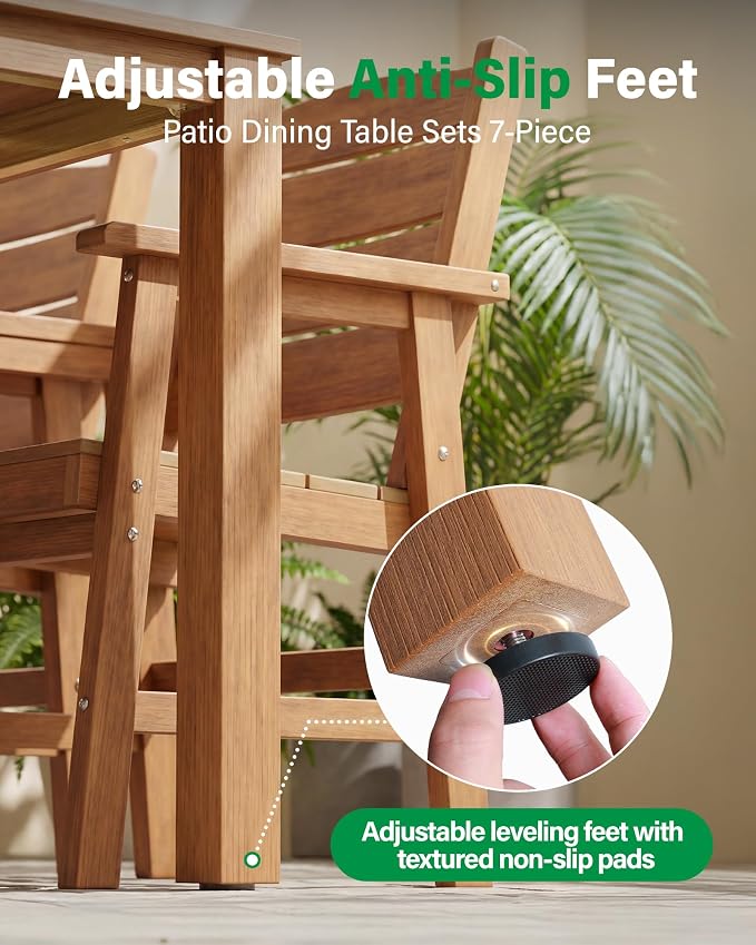 YEFU HIPS Patio Dining Set for 8 : Modern Outdoor Table and Chairs Easy Clean Outdoor Dining Set - 12-Piece Waterproof All-Weather Easy Assembly Furniture for Backyard Garden Deck（Teak）