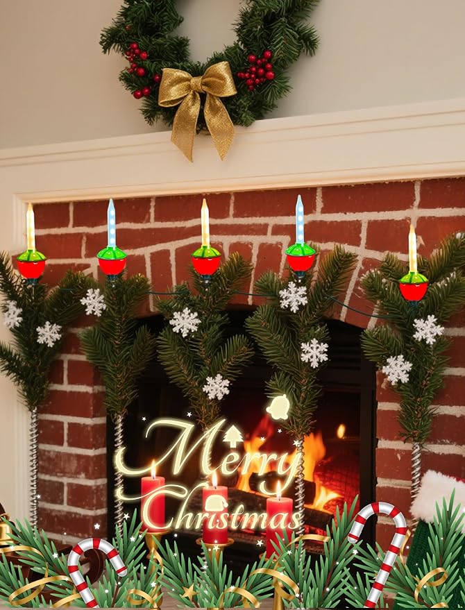 Christmas Multicolor Bubble Lights Set, 15.5Ft Vintage Bubble String Lights with 16 Multicolor Bubble Lights (1 Spare), Christmas Decorations for Christmas Tree Holiday Patio Home Decor, C7/E12 Base
