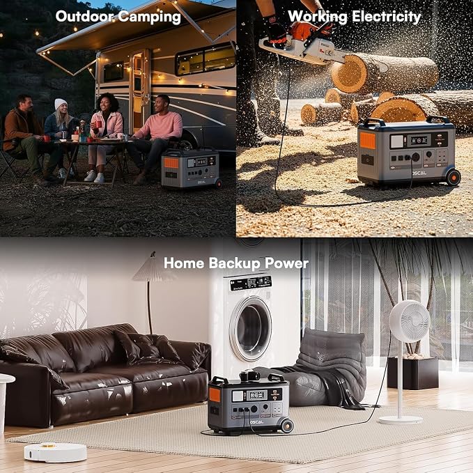 OSCAL 3600W Portable Solar Power Station with 2x500W Solar Panels, PowerMax 3600SE 3600Wh Solar Generator, 1800W AC/ 1600W Solar Fase Charging, LiFePO4 Battery Power Station for Home, RV, Emergencies