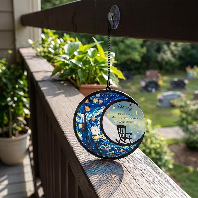 BamLue Starry Night Sun Catcher Ornament, Window Hanging, Suncatchers for Windows Hanging Ornaments, Window Decor, Ideal Gift | Gifts for Art Lovers, Friends, Family