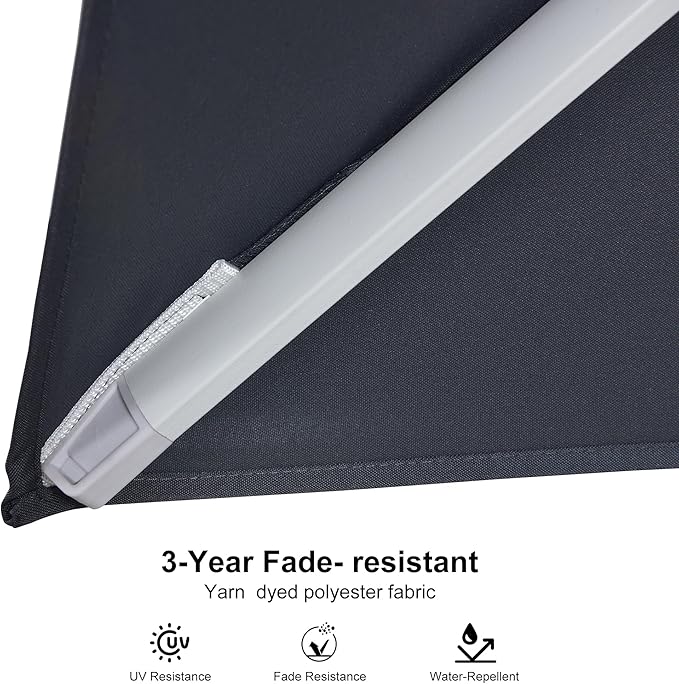 PURPLE LEAF 9' × 11.5' Patio Umbrella White Cantilever Umbrella Aluminum Square Outdoor Offset Umbrella Hanging Windproof with 360° Rotation for Garden Deck Pool, Grey