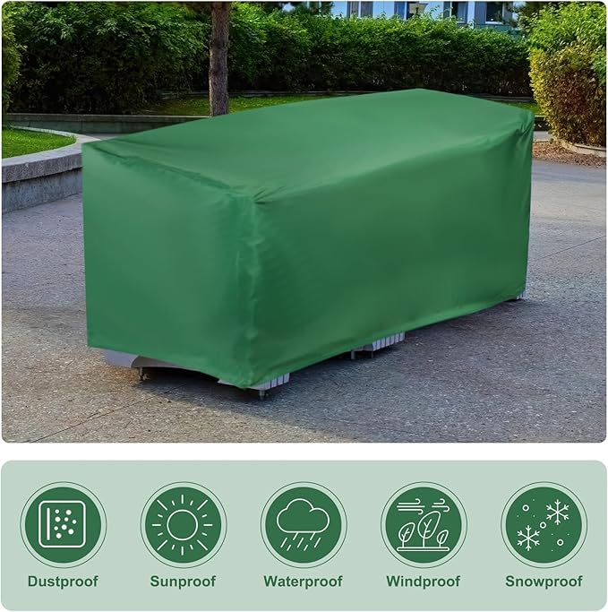 PATIKIL Outdoor Bench Cover, 210D Oxford Heavy Duty Waterproof Patio Furniture Covers for Garden Sofa Chair Table Zero Gravity, 64"L x 26"W x 35"T, Green