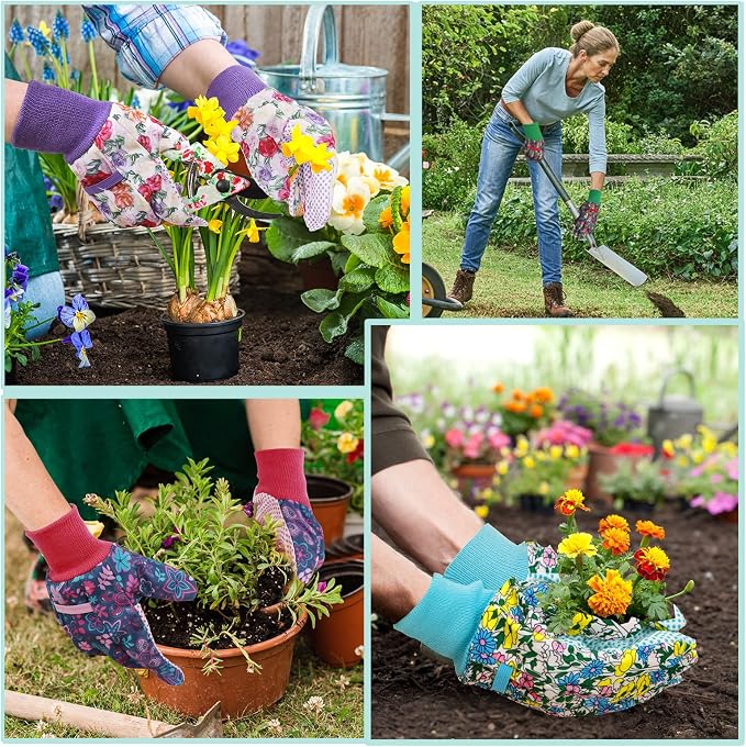Garden Gloves for Women, Floral Gardening Gloves Ladies Soft Breathable Yard Work Glove Light Working Gloves