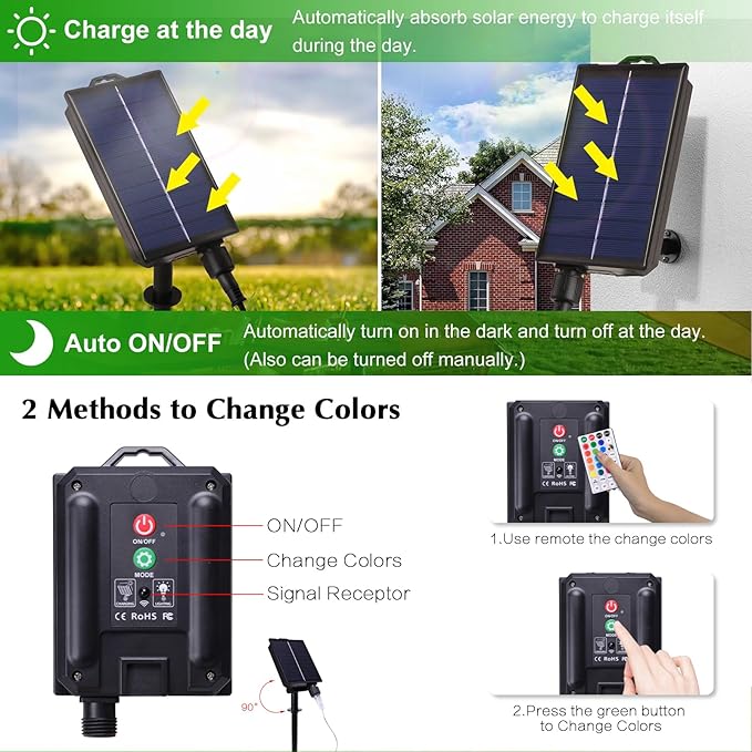 Vigdur 66FT Solar Rope Lights Outdoor with Remote, 200 LEDs, 19 Colors | IP65 Waterproof, 8 Modes, 3 Timer Option, Auto ON/OFF, Solar Lights Outdoor for Pool Fence Tree Garden And Christmas Decor