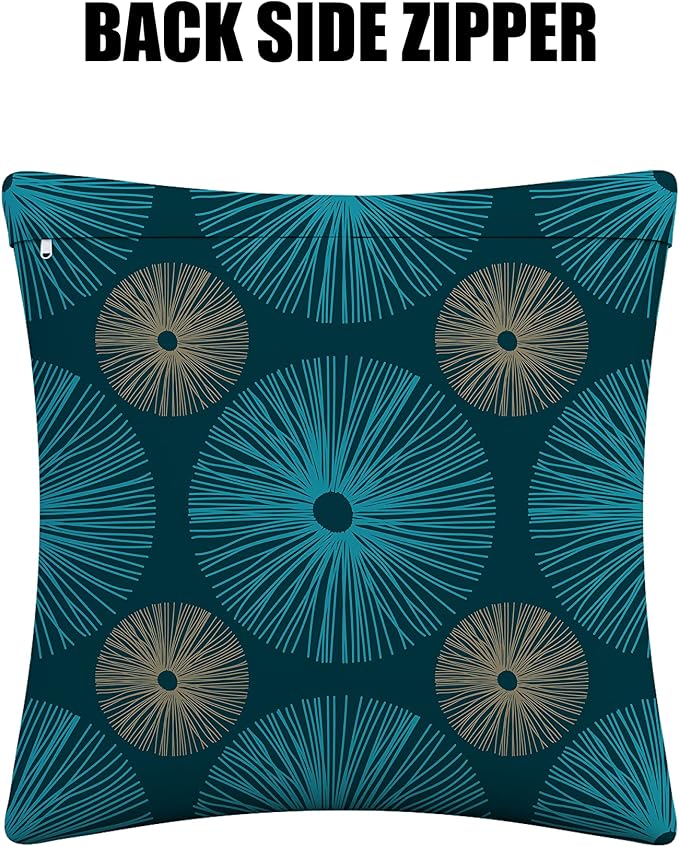 Covers & All Outdoor Square Throw Pillow Cover with Zipper - for Patio Furniture Sofa, Car, Bed UV Resistant Durable Polyester Cushion Case for Home Décor. (16" X 16", Design 03)