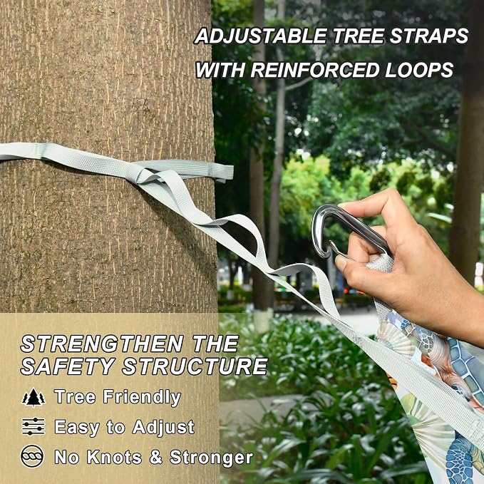 Camping Hammock Outdoor Hammocks for Outside Sea Turtles Cute Beach Trees Portable Lightweight with Pockets Tree Straps Indoor