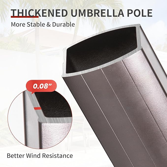 10 X 13 FT Cantilever Patio Umbrella with Led Lights Outdoor Rectangle Offset Large Double Top Heavy Duty Umbrellas with 360°Rotation for Pool Deck Backyard Garden, Wine Red