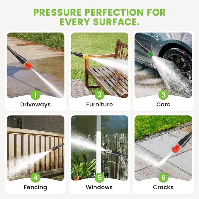 Pressure Washer 5000PSI Power Washers Powered with 33ft Pressure Hose, 4 Nozzle and Foam Cannon, powerwashers for Home, Cars, Fences, Patio, Upgraded Green