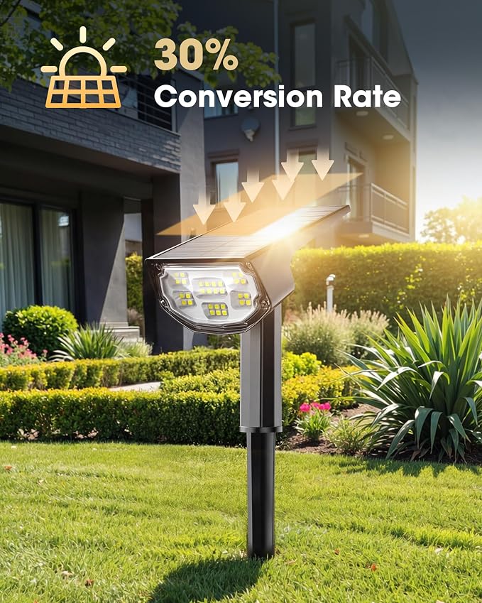 AloftSun Solar Spot Lights Outdoor Waterproof IP68, Solar Landscape Lights- 30 LED/2 Modes Solar Powered Spotlights,Landscape Lighting for Yard and Garden,White,6 Pack
