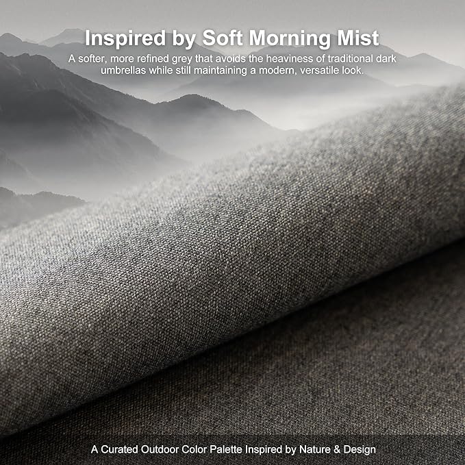 PURPLE LEAF 10 FT Cantilever Umbrella Outdoor Patio Umbrella, Large Offset Square Umbrella, Windproof Heavy Duty Hanging Outside for Patio, Mist Grey