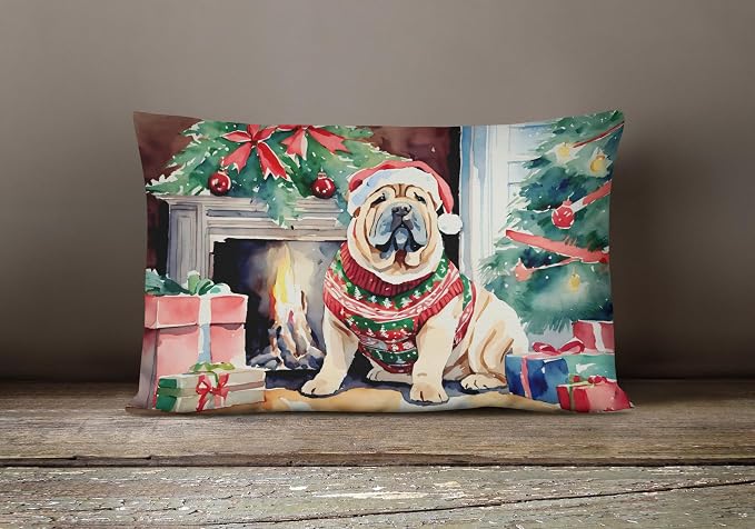 Caroline's Treasures DAC2746PW1216 Shar Pei Cozy Christmas Throw Pillow Machine Washable, Indoor Outdoor Decorative Pillow for Couch, Bed or Patio, 12HX16W