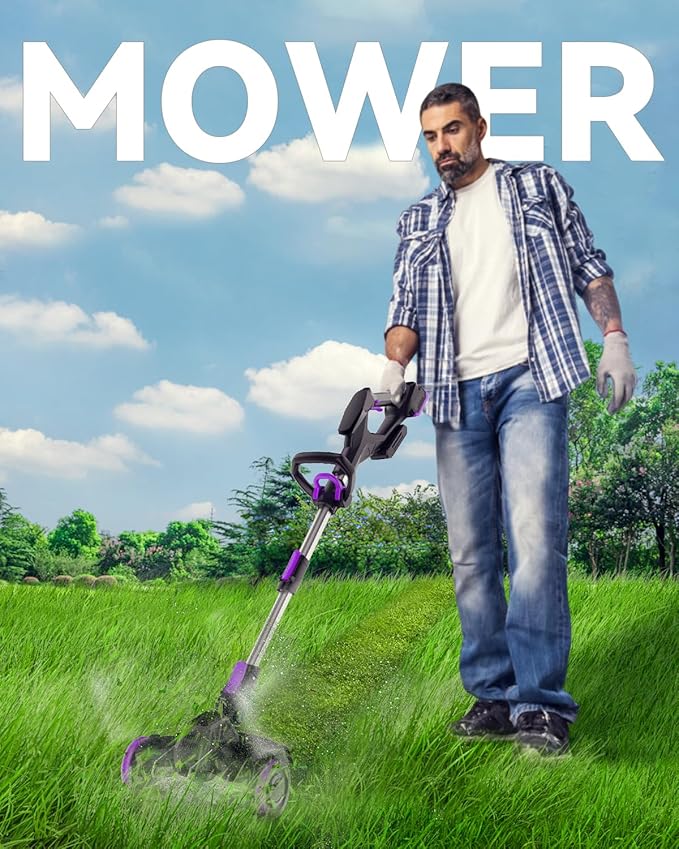 Cordless Weed Wacker, GearBrushless Motor, 20V 5.2Ah Battery Powered, 3 in 1 Edger/Mower/Trimmer with Metal Blade (4.0A Battery Set)