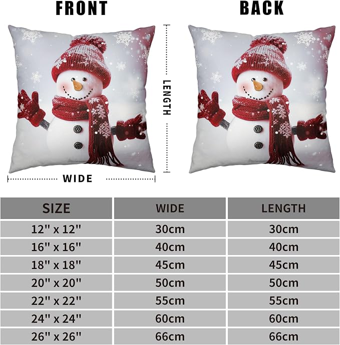 Navy Blue and Red Snowman Pillow Covers Winter Holiday Throw Pillow Covers 16x16 Set of 2 Cotton Linen Pillow Case for Christmas Decorations Living Room Sofa