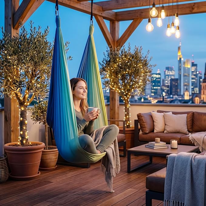 Dark Green Aerial Yoga Hammock, 400×180 Cm Flexible Silk Swing, Ideal for Relaxation and Stress Relief for Sports Enthusiasts