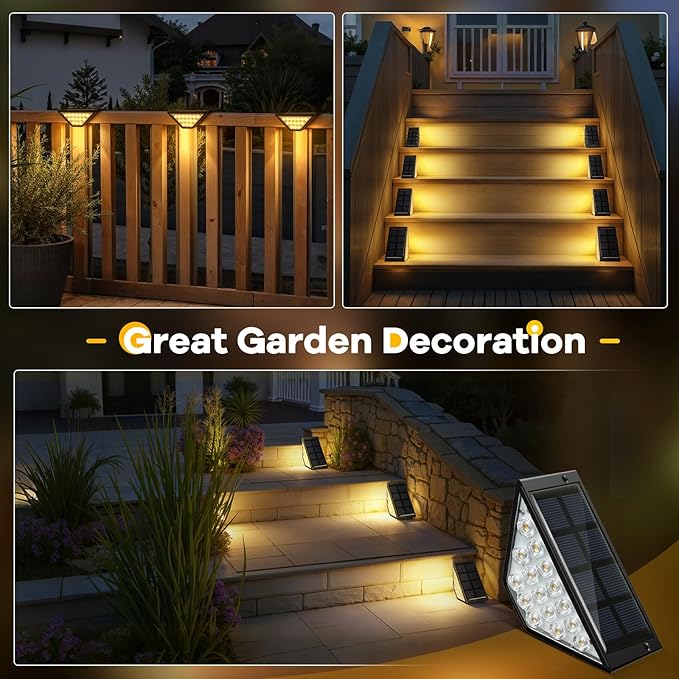BKBB PPBB Solar Step Lights for Outside, Solar Stair Lights Outdoor Waterproof, Deck Step Lights for Fence, Patio, Yard, Porch, Front Door, Sidewalk, Garden, Patio Decor (10, Warm White)