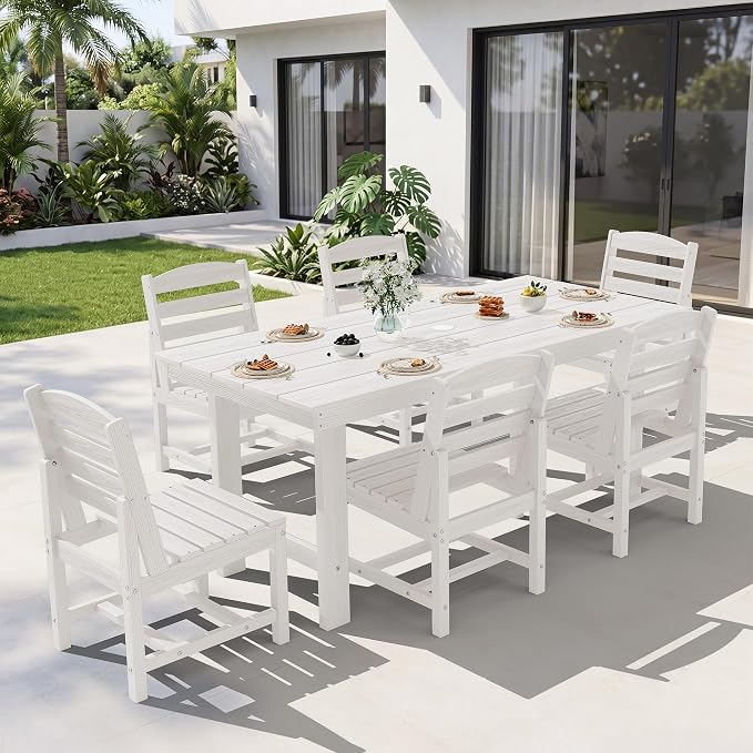 KINGYES Patio Armless Dinning Chairs Set of 2, HDPE All-Weather Outdoor Patio Chairs for Garden Backyard, White