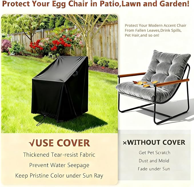 High Back Patio Chair Cover,Waterproof Covers for Stackable Dining Chairs,Outdoor Patio Furniture Seating Set Shield (34"W x 36"D x 36"H,2-Pcs)