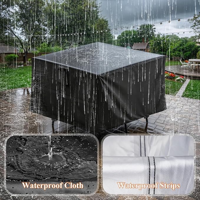 Outdoor Square Table Cover 126Inch,Waterproof Patio Square Furniture Covers,Heavy Duty Outside Squares Furniture Cover - 126 x 126 x 28 Inch