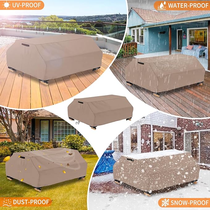 STARTWO Waterproof Picnic Table Cover Outdoor Patio Table Bench Covers for Picnic Table Bench Set Windproof (6Ft-70/72in（Brown）)