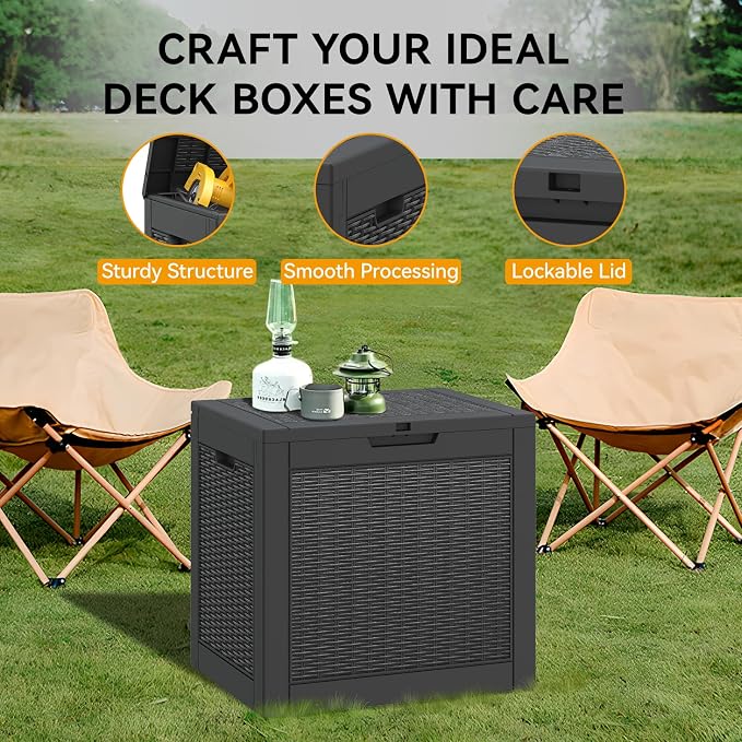 KAMABOKO 31 Gallon Outdoor Storage Box 2 Pack All-Weather Deck Box for Patio Furniture, Package Deliveries, Garden Tools, Pool Supplies & Cushions, Black