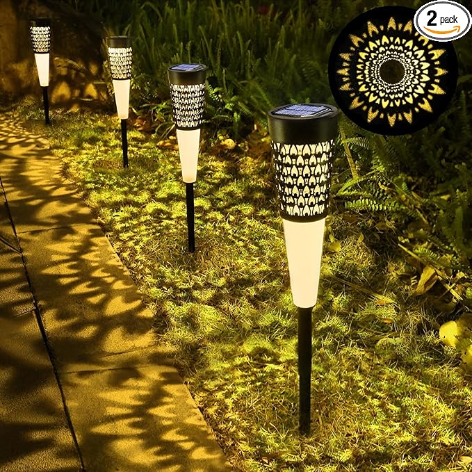 Toodour Solar Lights Outdoor Garden, 4 Pack Solar Pathway Lights Waterproof, Auto On/Off, Outdoor for Garden Yard Patio Walkway Driveway Landscapes Lawn (Warm White)