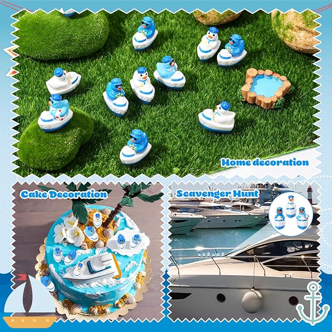 30 Pcs Sailor Cruise Ducks, Mini Sailor Cruise Resin Ducks Bulk, Fun Printed Toy Figures for Birthday Party Favors, Themed Decor, Kids Gift Collection (Cruise Duck)