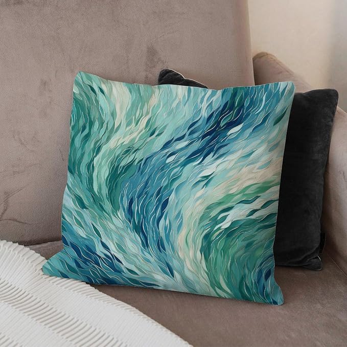 Pillowcase Make It Rain Fiesta Cushion Cover Modern Rainbow Teal Pillow Cover Accent Modern Decorative Pillow Covers for Bedroom Sofa Bench Porch 16x16 in