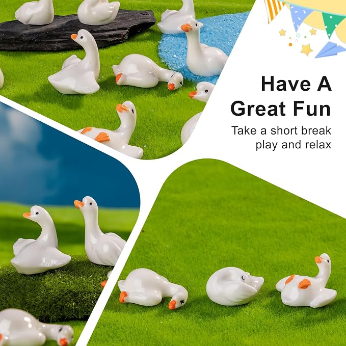 72 pcs Mini Resin Swan Many Styles Variety Tiny Animals Figures Miniature Little Small Animal Figurines Bulk for Micro Fairy Garden Landscape Accessories Hide Crafts Decor Aquarium