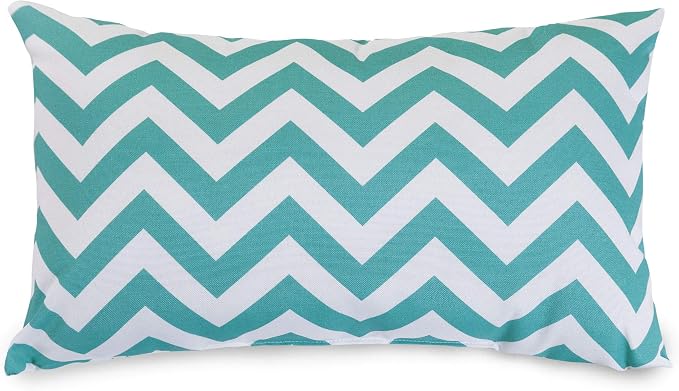 Majestic Home Goods Teal Chevron Indoor / Outdoor Small Throw Pillow 20" L x 5" W x 12" H